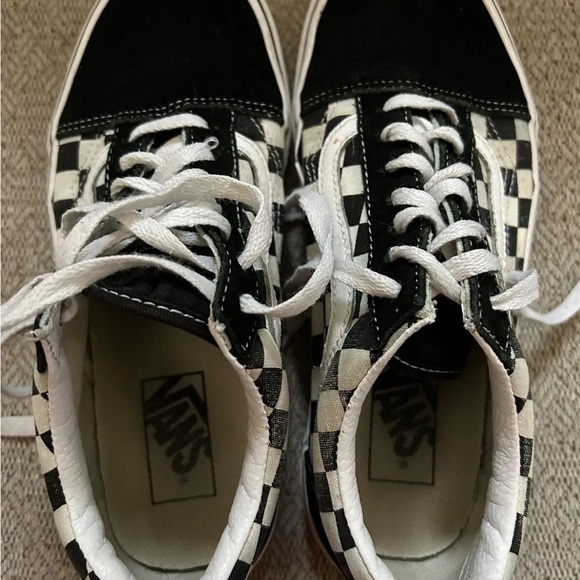 Vans Off the Wall Men 6 Womens 7.5 Old Skool Black White Checkerboard Sneakers - Picture 8 of 13